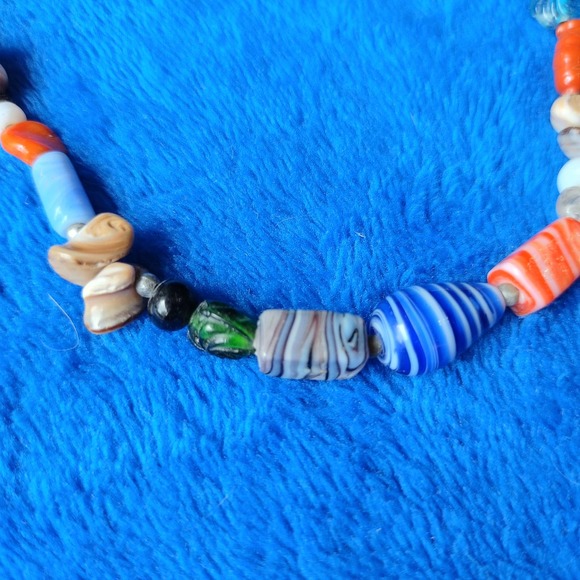 Vintage Crazy Art Glass Mixed Wood Beaded Colorful 18" Twist Swirl Necklace - Picture 2 of 8